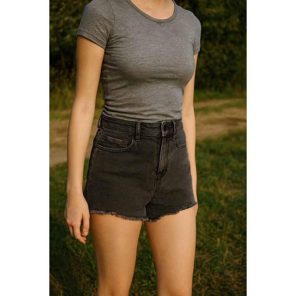 William Rast Women Size 27 High Rise Denim Shorts‎ Gray Frayed Hem